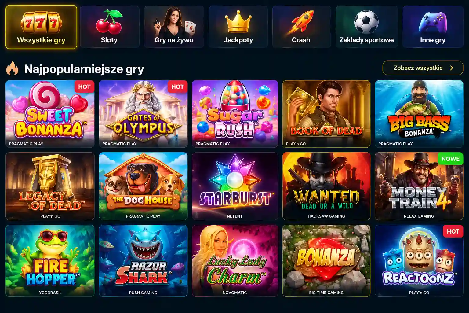 Lobby gier Lemon Casino